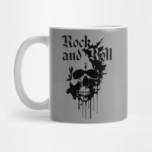 rock and roll skull with black and white ink Mug